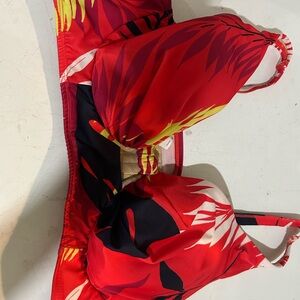 Lane Bryant Red and Black Bikini Swimwear